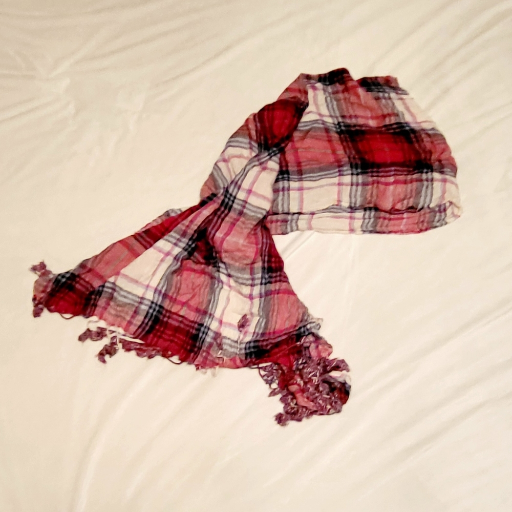Plaid Red, Black and White Plaid Cozy Scarf